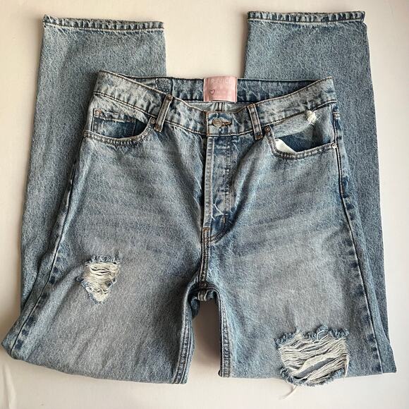 REVICE Denim Super 80s High Rise Straight Leg Distressed Jeans Size 29 - Picture 5 of 8